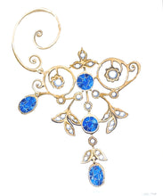 "Sapphire and Seed Pearl Swirl Necklace" ~ Original Watercolor