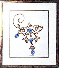 "Sapphire and Seed Pearl Swirl Necklace" ~ Original Watercolor