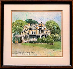 "Annaburg Manor" Manassas, Virginia c. 1892 - Original Watercolor Painting
