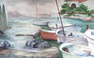 "Docked Boats" Original Watercolor