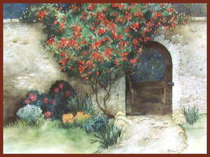 "Garden Gate" Original Watercolor ~ From A Private Collection