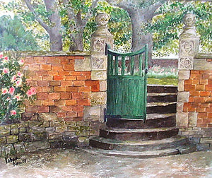 "Green Gate" Original Watercolor Painting